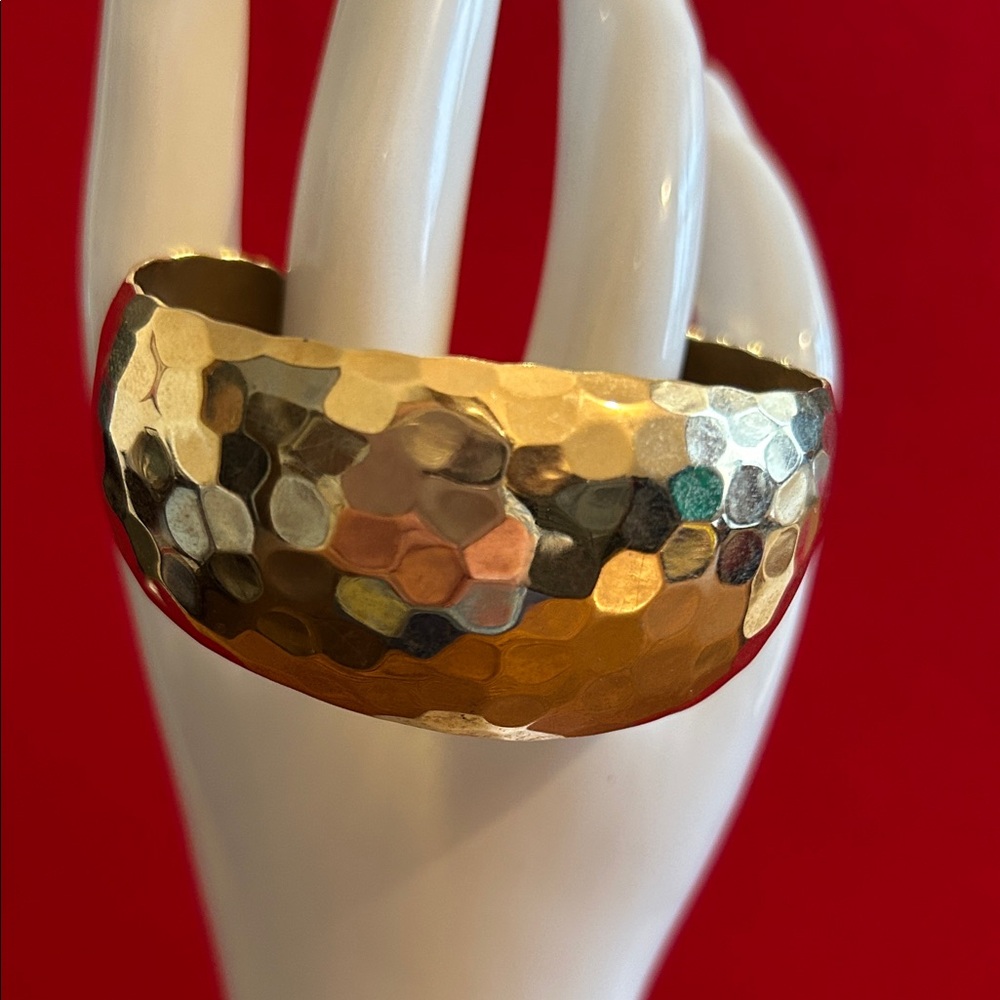 Chic Gold-Tone Hammered Cuff Bracelet